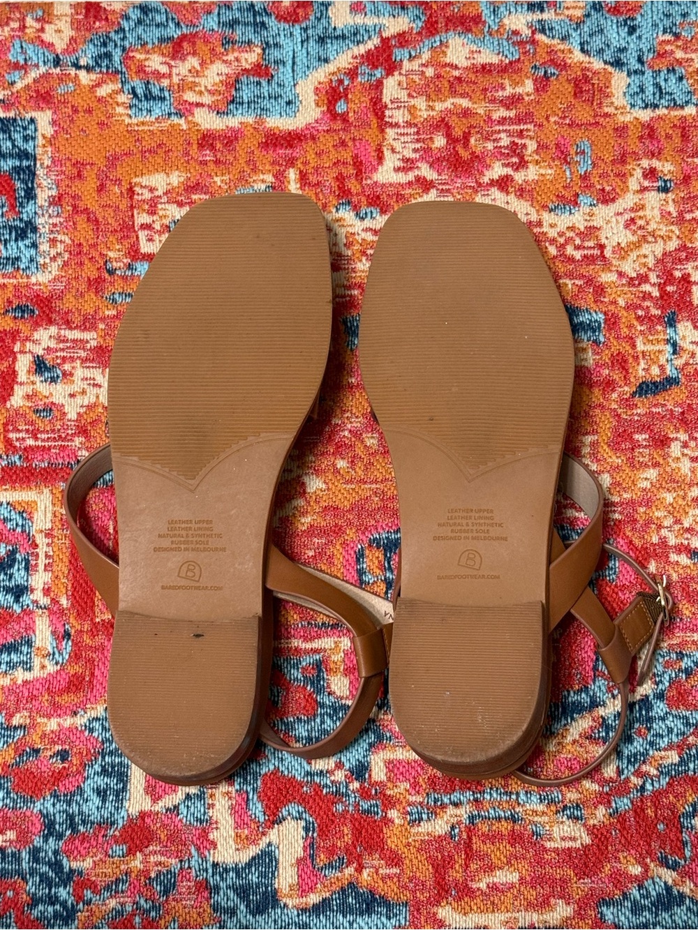 Bared Footwear Tan Strappy Ankle Buckle Sandals - Picture 3 of 3